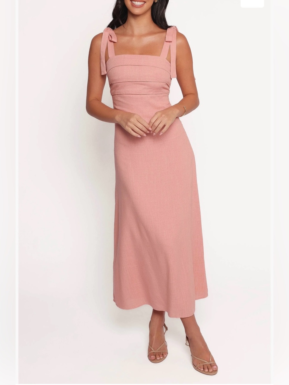Petal & Pup Dusty Pink Midi Dress with Layered Bodice